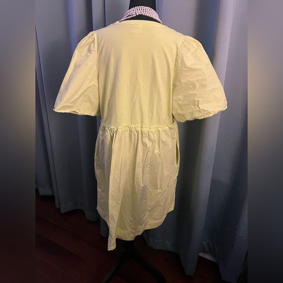 a new day Lime Green Puff Sleeve Knit Dress Knee Legnth w/ Pockets XL - Picture 2 of 8